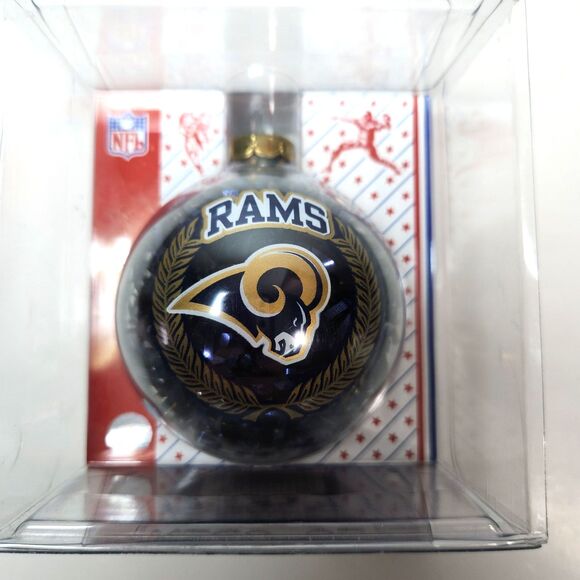 Vtg. Los Angeles Rams Christmas Ornament Football NFL 2003 Glass In Box - Picture 2 of 7